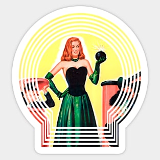 Retro Girl Comic Popart Scifi Old Fantasy Vintage Funny Sticker